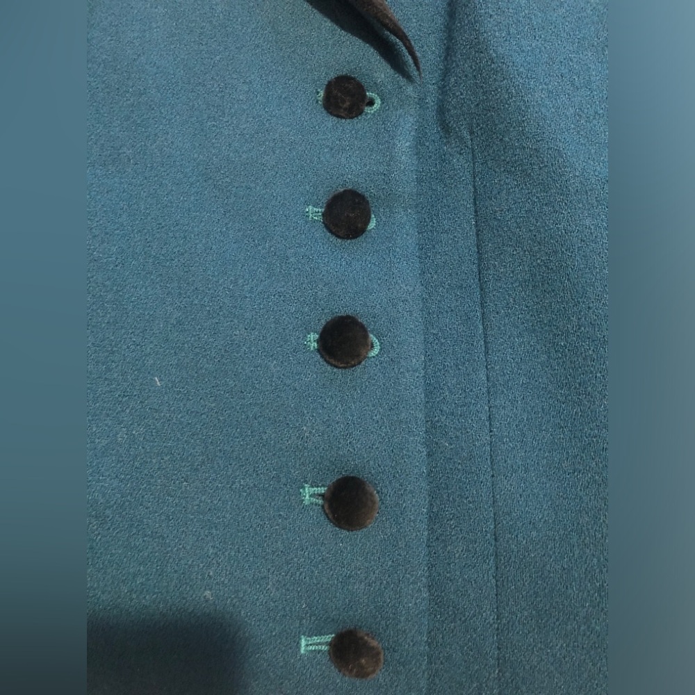 Kasper ASL Petite Vintage 90s Dark Green Blazer Black Velvet lapels Jacket 12P - Picture 5 of 11